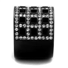 Load image into Gallery viewer, TK2155 - IP Black(Ion Plating) Stainless Steel Ring with Top Grade Crystal  in Black Diamond