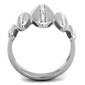 TK2156 - High polished (no plating) Stainless Steel Ring with Top Grade Crystal  in Clear