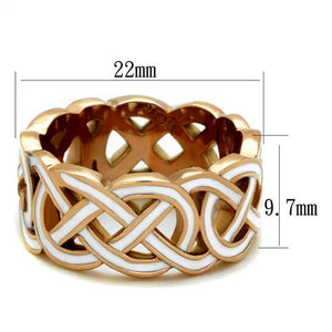 TK2159 - IP Rose Gold(Ion Plating) Stainless Steel Ring with Epoxy  in White