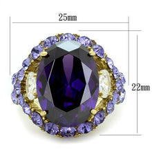 Load image into Gallery viewer, TK2160 - IP Gold(Ion Plating) Stainless Steel Ring with AAA Grade CZ  in Amethyst