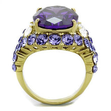 Load image into Gallery viewer, TK2160 - IP Gold(Ion Plating) Stainless Steel Ring with AAA Grade CZ  in Amethyst