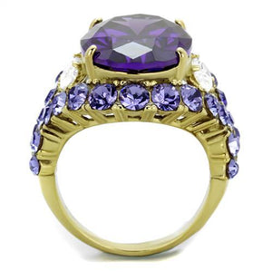 TK2160 - IP Gold(Ion Plating) Stainless Steel Ring with AAA Grade CZ  in Amethyst