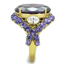 Load image into Gallery viewer, TK2160 - IP Gold(Ion Plating) Stainless Steel Ring with AAA Grade CZ  in Amethyst