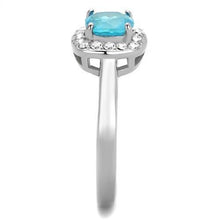 Load image into Gallery viewer, TK2161 - High polished (no plating) Stainless Steel Ring with Synthetic Synthetic Glass in Sea Blue