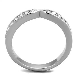 TK2163 - High polished (no plating) Stainless Steel Ring with Top Grade Crystal  in Clear