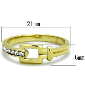 TK2164 - Two-Tone IP Gold (Ion Plating) Stainless Steel Ring with Top Grade Crystal  in Clear