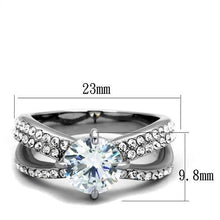 Load image into Gallery viewer, TK2165 - High polished (no plating) Stainless Steel Ring with AAA Grade CZ  in Clear