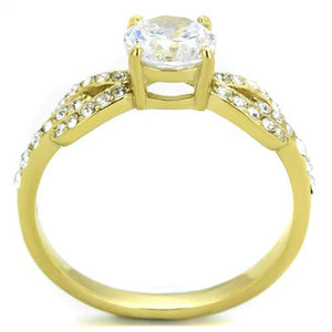 TK2168 - IP Gold(Ion Plating) Stainless Steel Ring with AAA Grade CZ  in Clear