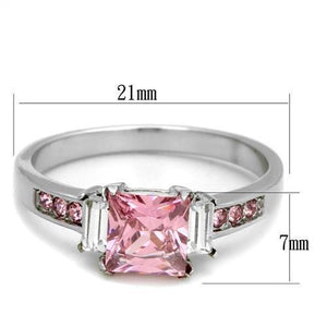 TK2169 - High polished (no plating) Stainless Steel Ring with AAA Grade CZ  in Rose