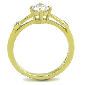 TK2170 - IP Gold(Ion Plating) Stainless Steel Ring with AAA Grade CZ  in Clear