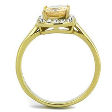 Load image into Gallery viewer, TK2173 - IP Gold(Ion Plating) Stainless Steel Ring with AAA Grade CZ  in Champagne