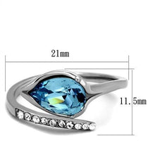 Load image into Gallery viewer, TK2174 - High polished (no plating) Stainless Steel Ring with Top Grade Crystal  in Sea Blue