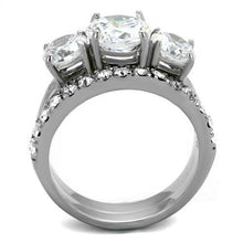 Load image into Gallery viewer, TK2177 - High polished (no plating) Stainless Steel Ring with AAA Grade CZ  in Clear