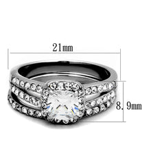 Load image into Gallery viewer, TK2180 - High polished (no plating) Stainless Steel Ring with AAA Grade CZ  in Clear