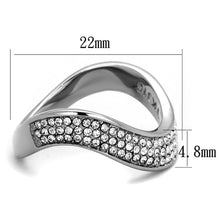 Load image into Gallery viewer, TK2181 - High polished (no plating) Stainless Steel Ring with Top Grade Crystal  in Clear