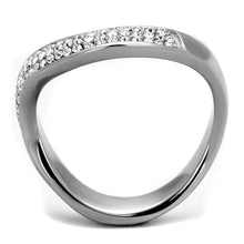 Load image into Gallery viewer, TK2181 - High polished (no plating) Stainless Steel Ring with Top Grade Crystal  in Clear