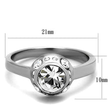 Load image into Gallery viewer, TK2183 - High polished (no plating) Stainless Steel Ring with Top Grade Crystal  in Clear