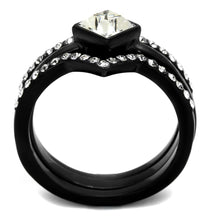 Load image into Gallery viewer, TK2185 - IP Black(Ion Plating) Stainless Steel Ring with Top Grade Crystal  in Clear