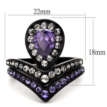 Load image into Gallery viewer, TK2186 - IP Black(Ion Plating) Stainless Steel Ring with AAA Grade CZ  in Amethyst