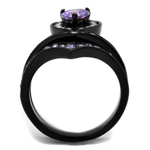 Load image into Gallery viewer, TK2186 - IP Black(Ion Plating) Stainless Steel Ring with AAA Grade CZ  in Amethyst