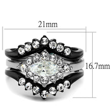 Load image into Gallery viewer, TK2188 - Two-Tone IP Black Stainless Steel Ring with AAA Grade CZ  in Clear