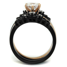 Load image into Gallery viewer, TK2189 - IP Rose Gold+ IP Black (Ion Plating) Stainless Steel Ring with AAA Grade CZ  in Clear