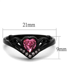 Load image into Gallery viewer, TK2192 - IP Black(Ion Plating) Stainless Steel Ring with Top Grade Crystal  in Rose