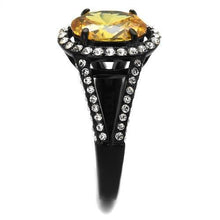 Load image into Gallery viewer, TK2193 - IP Black(Ion Plating) Stainless Steel Ring with AAA Grade CZ  in Topaz