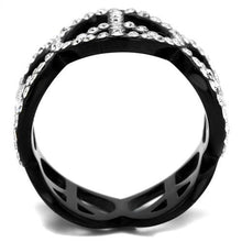 Load image into Gallery viewer, TK2194 - IP Black(Ion Plating) Stainless Steel Ring with Top Grade Crystal  in Clear