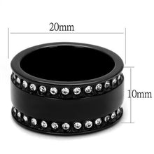 Load image into Gallery viewer, TK2195 - IP Black(Ion Plating) Stainless Steel Ring with Top Grade Crystal  in Clear