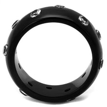 Load image into Gallery viewer, TK2196 - IP Black(Ion Plating) Stainless Steel Ring with AAA Grade CZ  in Clear