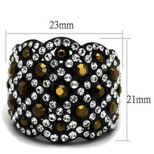 Load image into Gallery viewer, TK2197 - IP Black(Ion Plating) Stainless Steel Ring with Top Grade Crystal  in Metallic Light Gold