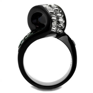 TK2199 - IP Black(Ion Plating) Stainless Steel Ring with Synthetic Synthetic Glass in Blue Zircon