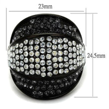 Load image into Gallery viewer, TK2200 - IP Black(Ion Plating) Stainless Steel Ring with Top Grade Crystal  in Multi Color