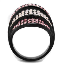 Load image into Gallery viewer, TK2201 - IP Black(Ion Plating) Stainless Steel Ring with Top Grade Crystal  in Multi Color