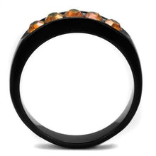 Load image into Gallery viewer, TK2206 - IP Black(Ion Plating) Stainless Steel Ring with Top Grade Crystal  in Champagne