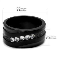 Load image into Gallery viewer, TK2210 - IP Black(Ion Plating) Stainless Steel Ring with AAA Grade CZ  in Clear