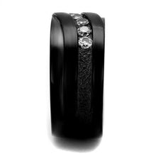 Load image into Gallery viewer, TK2210 - IP Black(Ion Plating) Stainless Steel Ring with AAA Grade CZ  in Clear