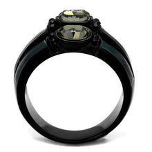 Load image into Gallery viewer, TK2214 - IP Black(Ion Plating) Stainless Steel Ring with Top Grade Crystal  in Black Diamond