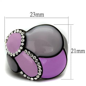 TK2215 - IP Black(Ion Plating) Stainless Steel Ring with Top Grade Crystal  in Clear