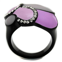 Load image into Gallery viewer, TK2215 - IP Black(Ion Plating) Stainless Steel Ring with Top Grade Crystal  in Clear