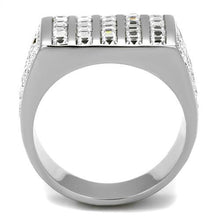 Load image into Gallery viewer, TK2219 - High polished (no plating) Stainless Steel Ring with Top Grade Crystal  in Clear