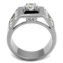 Load image into Gallery viewer, TK2220 - High polished (no plating) Stainless Steel Ring with AAA Grade CZ  in Clear