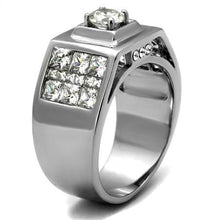 Load image into Gallery viewer, TK2220 - High polished (no plating) Stainless Steel Ring with AAA Grade CZ  in Clear