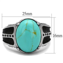 Load image into Gallery viewer, TK2228 - High polished (no plating) Stainless Steel Ring with Synthetic Turquoise in Turquoise