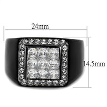 Load image into Gallery viewer, TK2230 - Two-Tone IP Black Stainless Steel Ring with AAA Grade CZ  in Clear