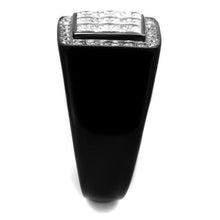 Load image into Gallery viewer, TK2230 - Two-Tone IP Black Stainless Steel Ring with AAA Grade CZ  in Clear