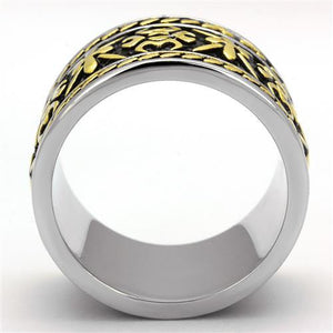 TK2236 - Two-Tone IP Gold (Ion Plating) Stainless Steel Ring with Epoxy  in Jet