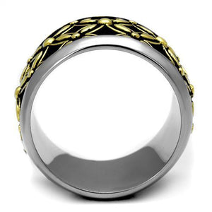 TK2237 - Two-Tone IP Gold (Ion Plating) Stainless Steel Ring with Epoxy  in Jet