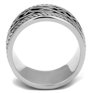 TK2239 - High polished (no plating) Stainless Steel Ring with Epoxy  in Jet